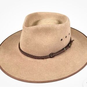 Akubra Brown Wide Brim Hat with Dark Band